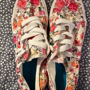Floral Canvas Sneakers - Multicolor